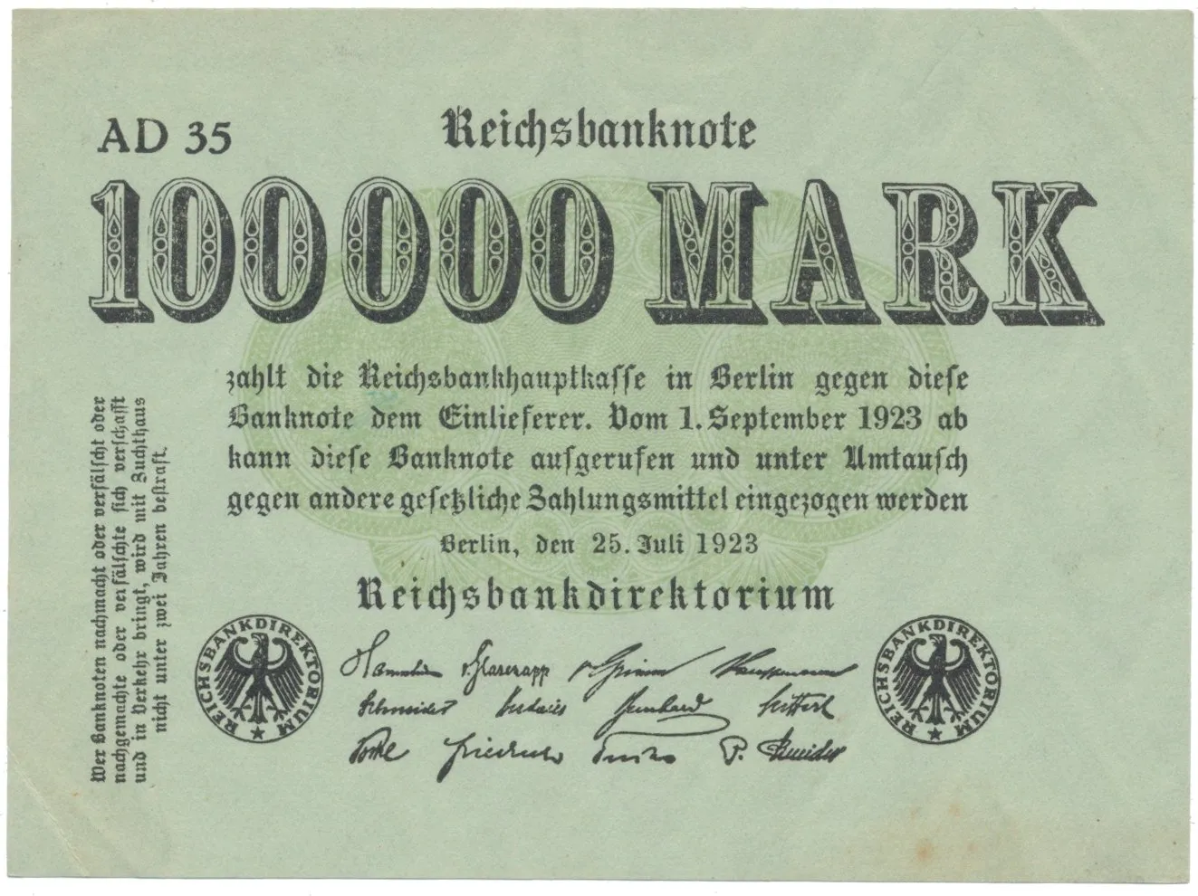 Německo, 100 000 Mark 1923, Ro.90a