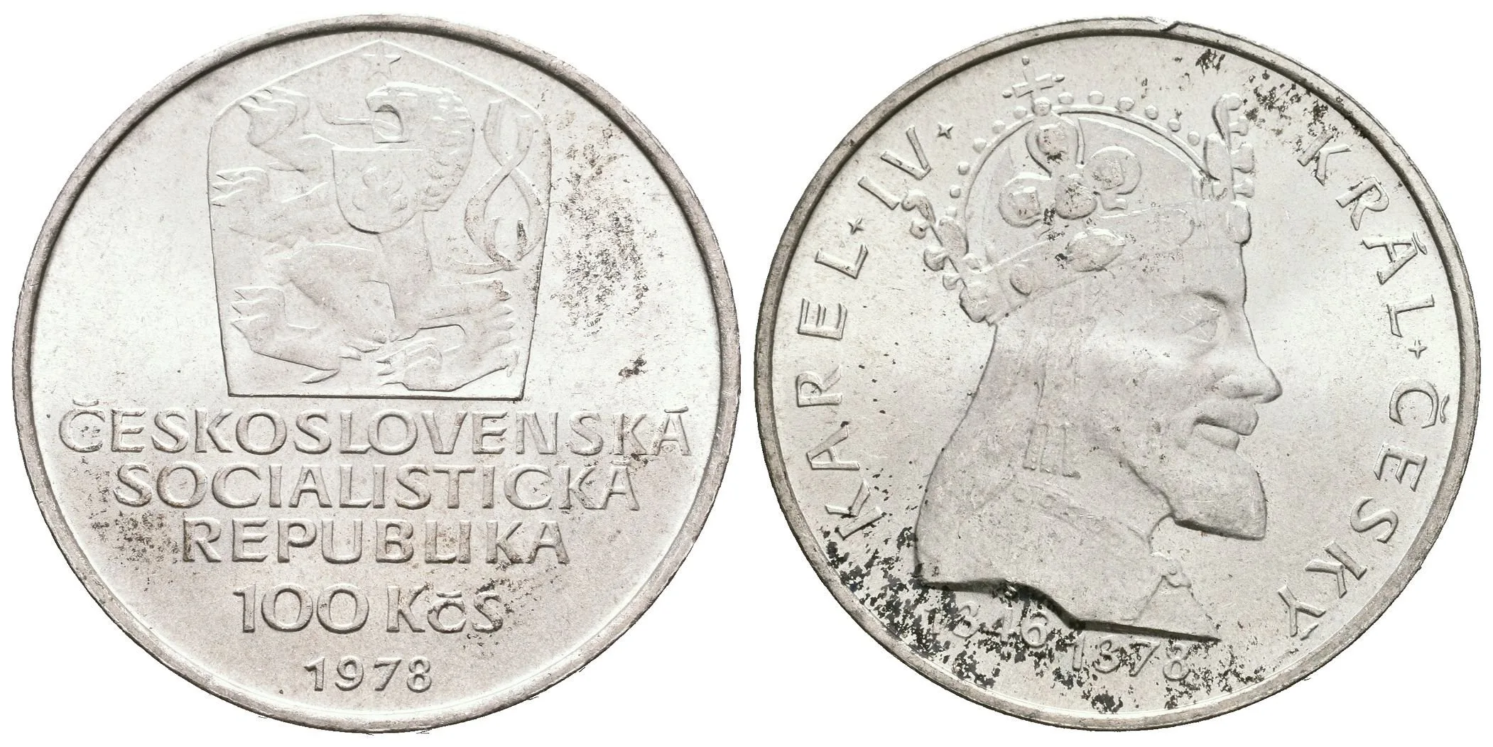 100 Kčs 1978 - Karel IV., lesk, patina — 1