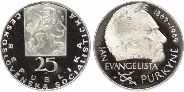 25 Kčs 1969 - Jan Evangelista Purkyně, PROOF