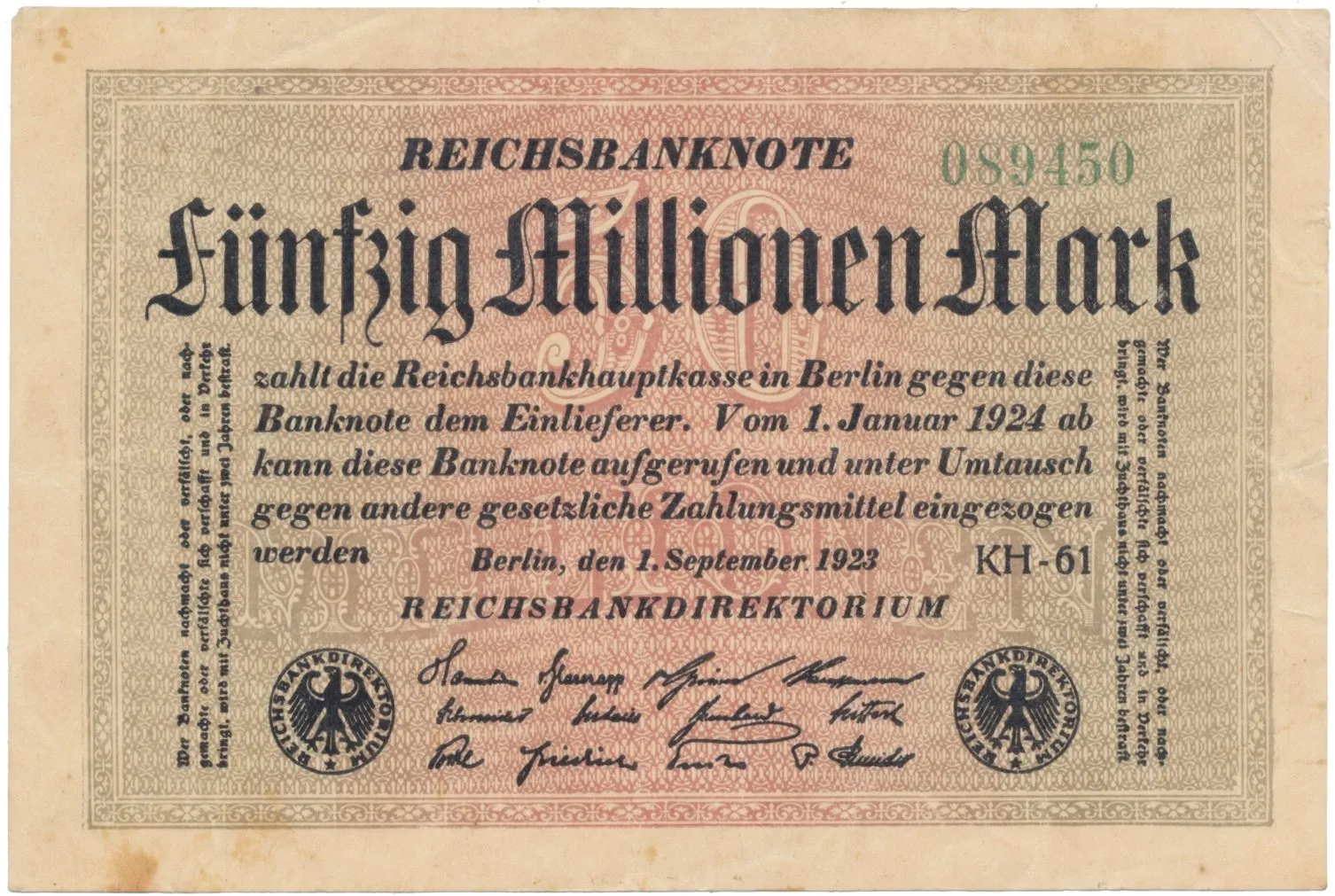 Německo, 50 Millionen Mark 1923, Ro.108k