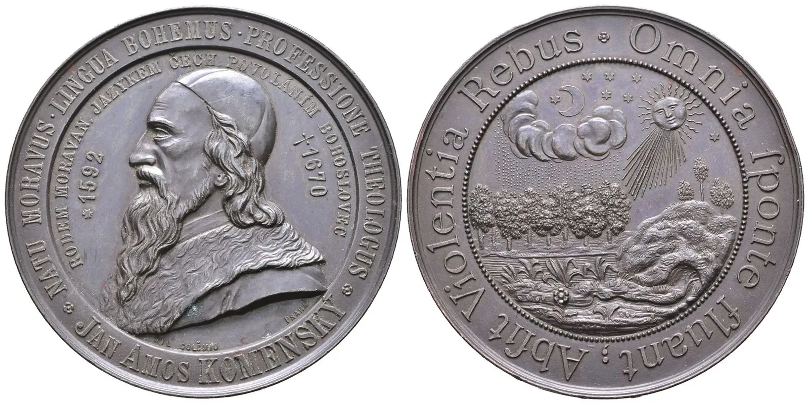 AE Medaile b.l. (1892) - 300. výročí narození J. A. Komenského. Poprsí — 1