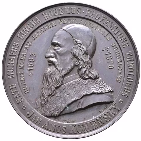 AE Medaile b.l. (1892) - 300. výročí narození J. A. Komenského. Poprsí