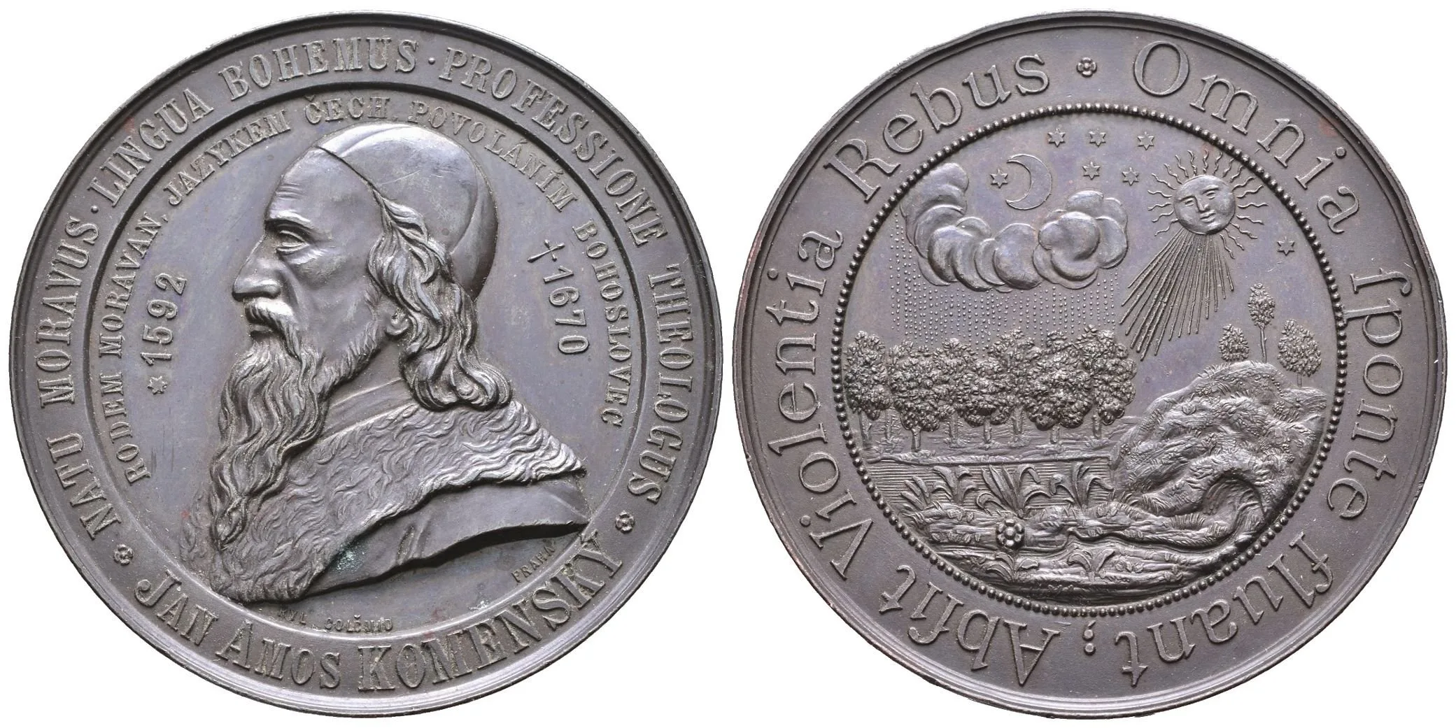 AE Medaile b.l. (1892) - 300. výročí narození J. A. Komenského. Poprsí — 1