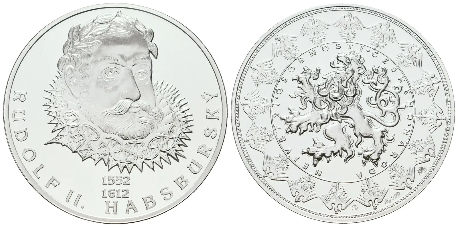 Stříbrná investiční medaile - Rudolf II. Habsburský - Ag 29 g - 999/1000 + Certifikát