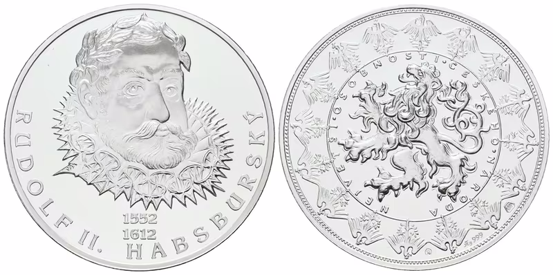 Stříbrná investiční medaile - Rudolf II. Habsburský - Ag 29 g - 999/1000 + Certifikát