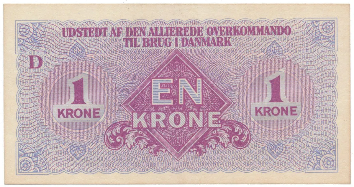 Dánsko, 1 Krone (1945), vojenské vydání, P.M2