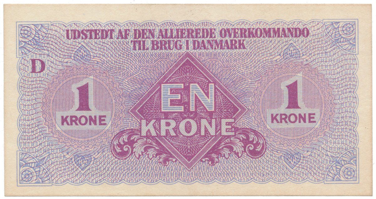 Dánsko, 1 Krone (1945), vojenské vydání, P.M2