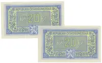 20 Koruna b.d. (1945), série HV, Hej.72a, 2 kusy - fotografie 2