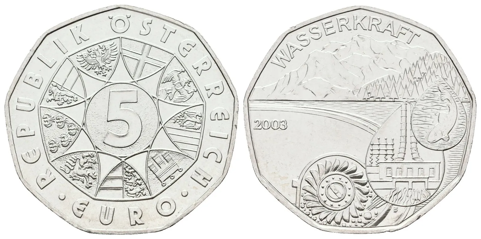 Rakousko, 5 Euro 2003 - Vodní energie