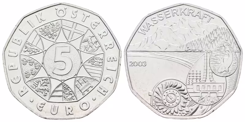 Rakousko, 5 Euro 2003 - Vodní energie