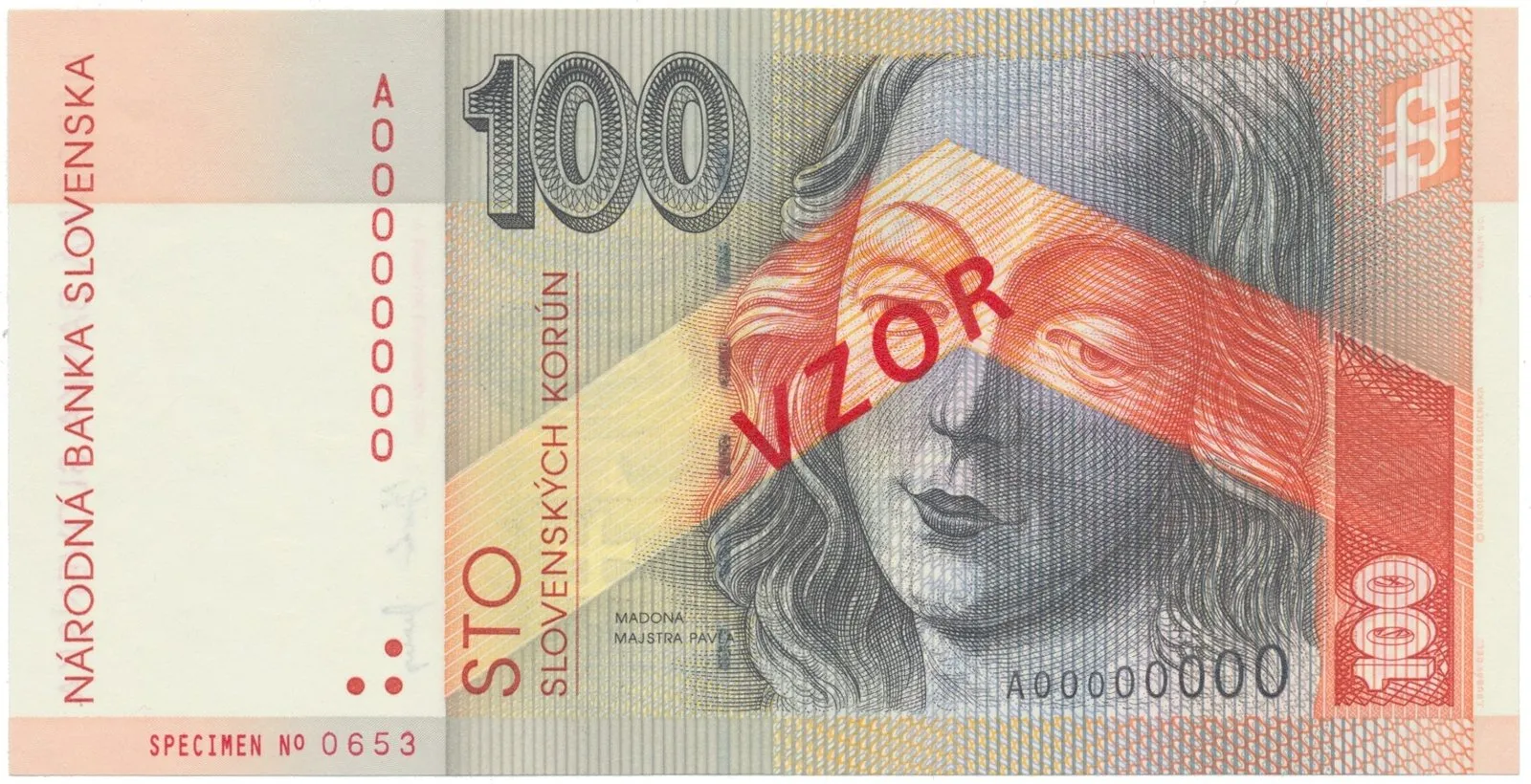 100 Koruna / 5. 11. 2004, A 00000000, náhradní série a bankovní vzor, Hej.SK43V1