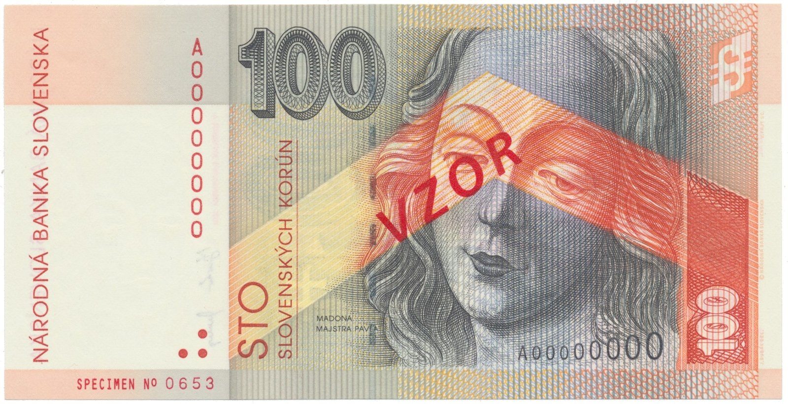 100 Koruna / 5. 11. 2004, A 00000000, náhradní série a bankovní vzor, Hej.SK43V1