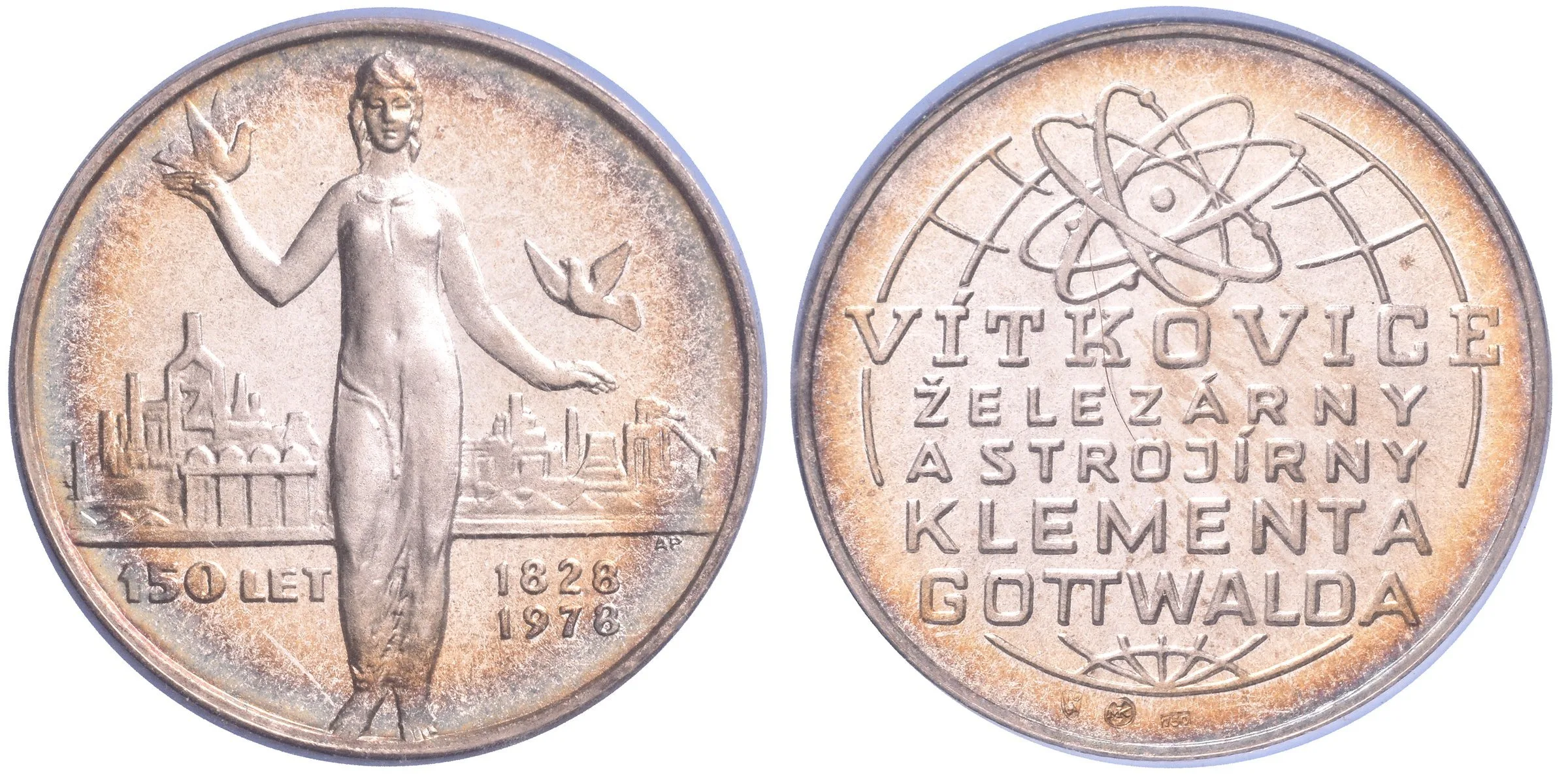 AR Medaile 1978 - Vítkovické železárny, k 150. výročí. Ag 35 mm 0,750 (cca. 18 g), etue — 1