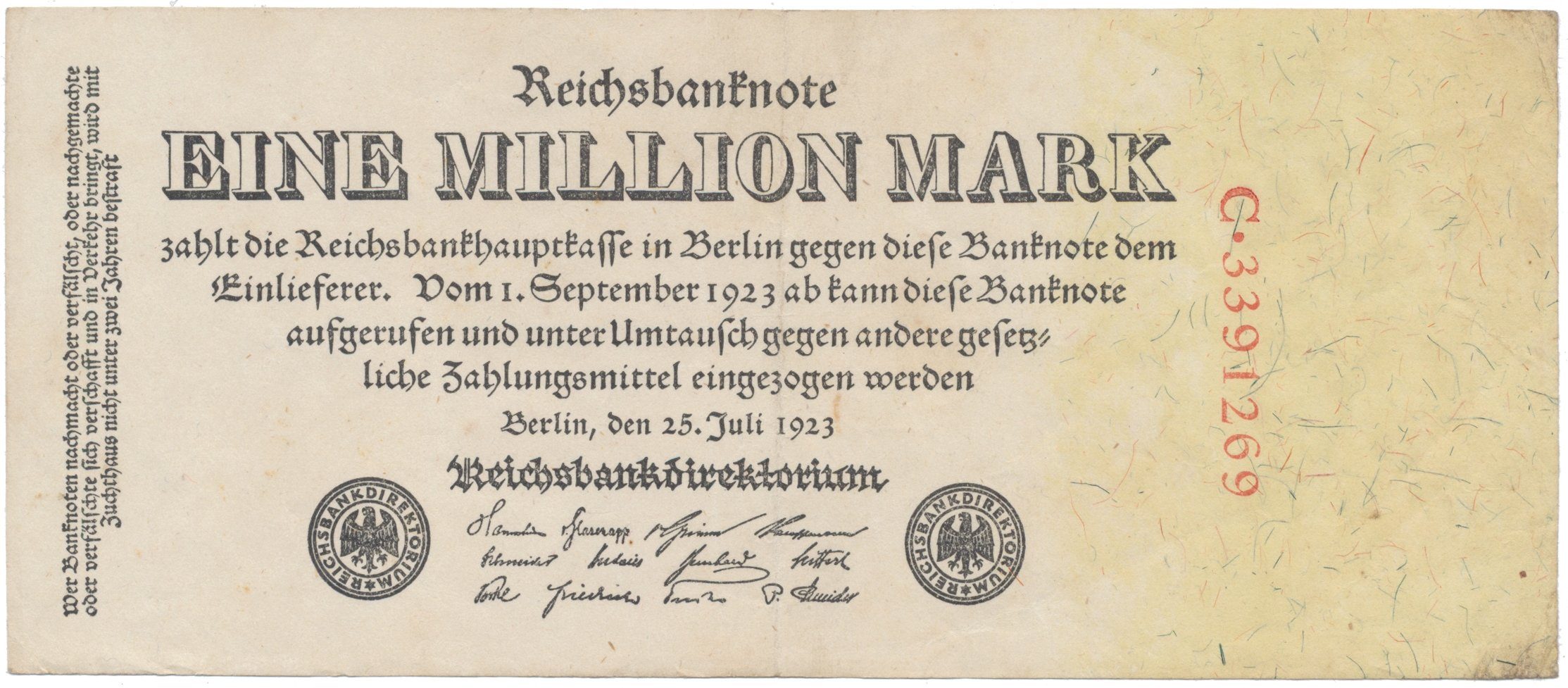 Německo, 1 Million Mark 1923, Ro.92a