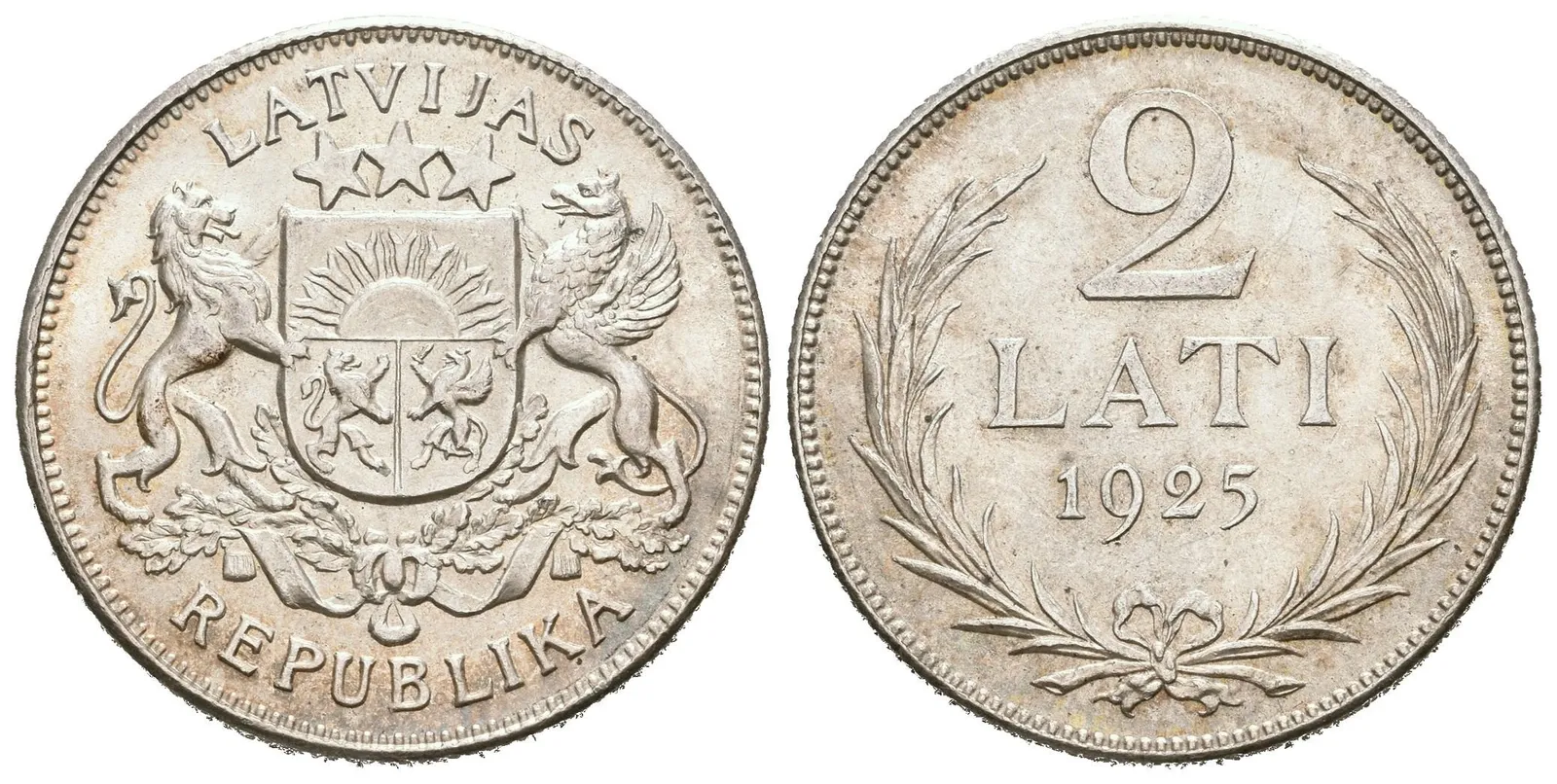 2 Lati 1926, KM.8, krásná zachovalost, lesk, patina — 1