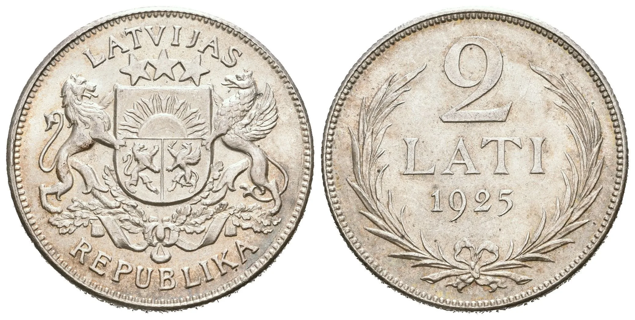 2 Lati 1926, KM.8, krásná zachovalost, lesk, patina — 1