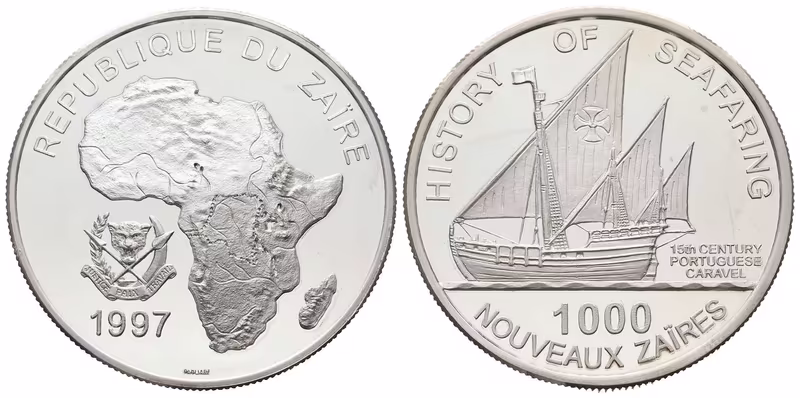 Zaire, 1000 Nových Zaire 1997 - Portugalská karavela