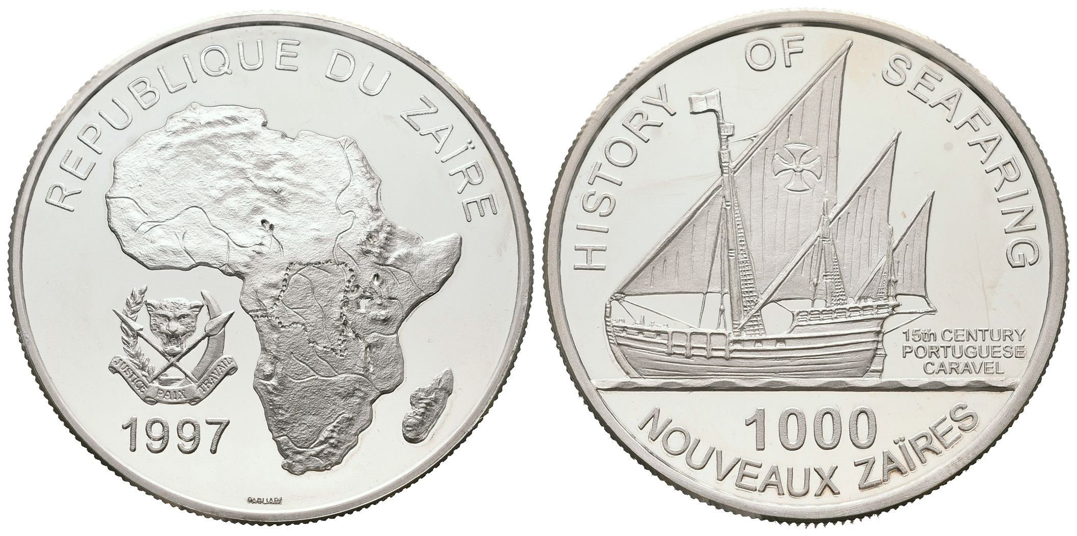 Zaire, 1000 Nových Zaire 1997 - Portugalská karavela