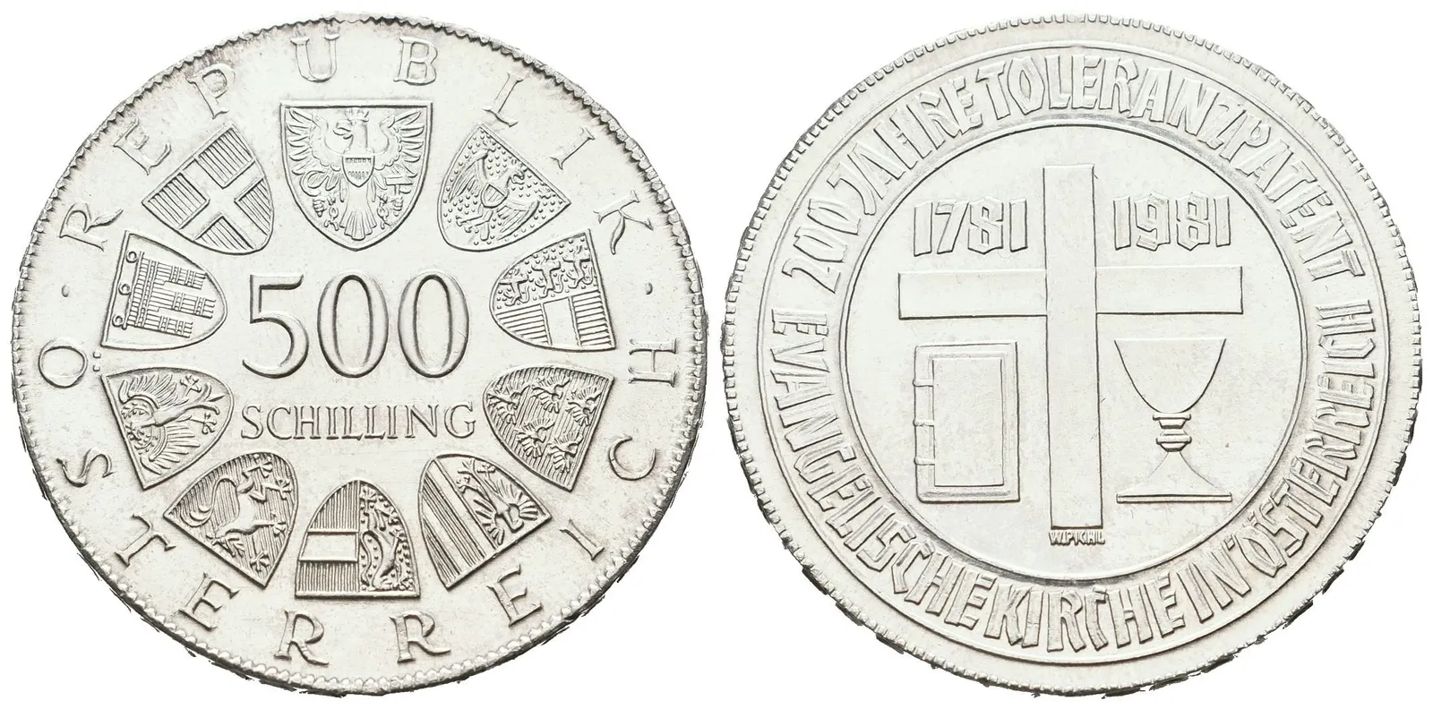 Rakousko, 500 Schilling 1981 - Toleranční patent