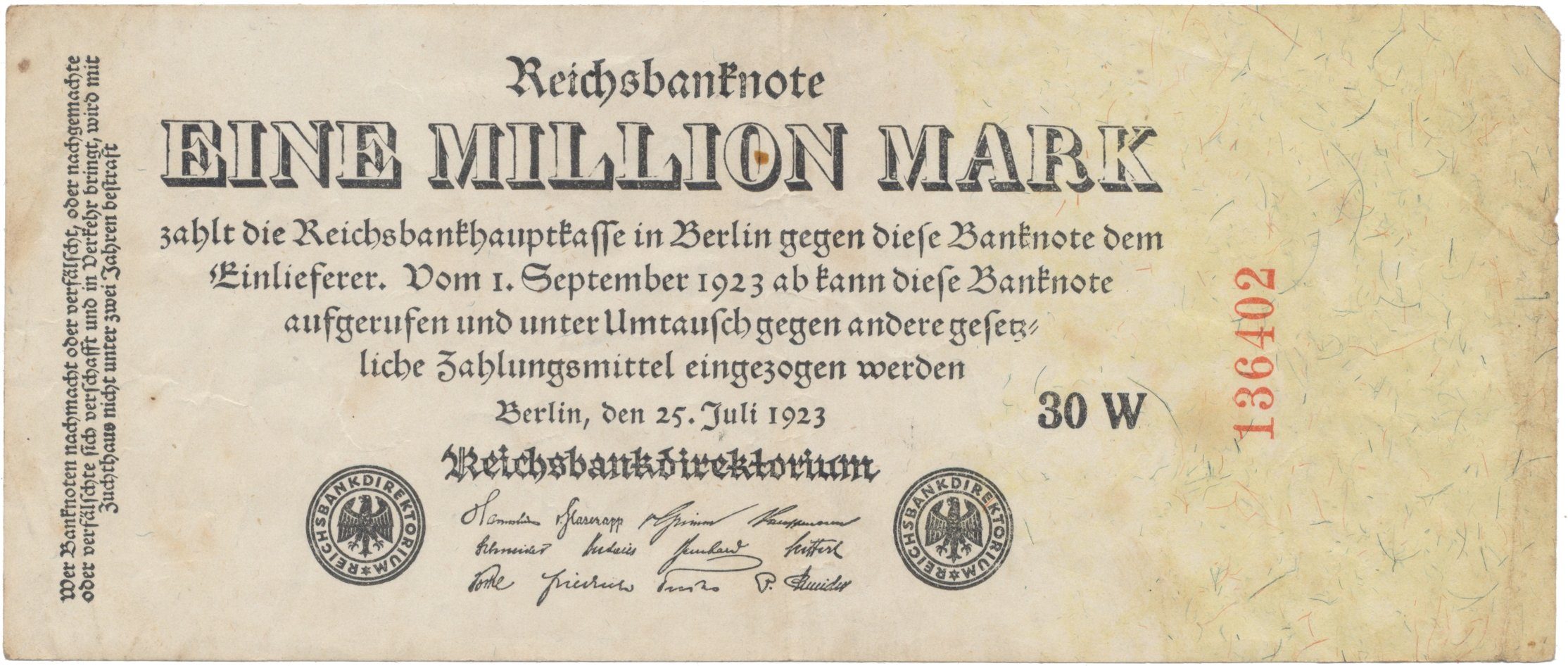 Německo, 1 Million Mark 1923, Ro.92c