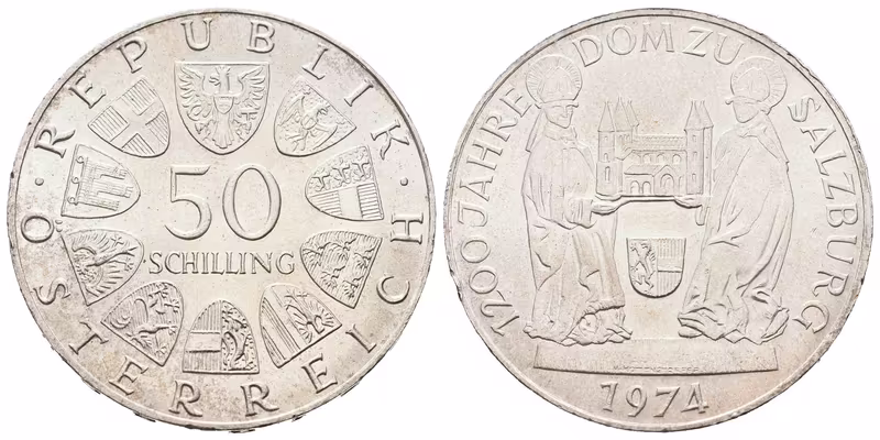 Rakousko, 50 Schilling 1974 - Salzburský dóm
