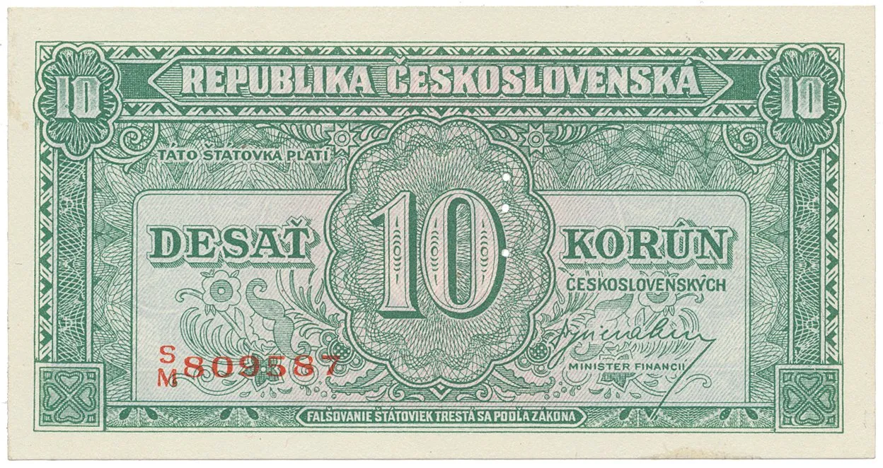 10 Koruna b.d. (1945), perforace 3 m.d., Hej.71a1.S1