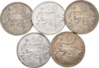 10 Koruna 1932, oběhové zachovalosti_5 ks — 2