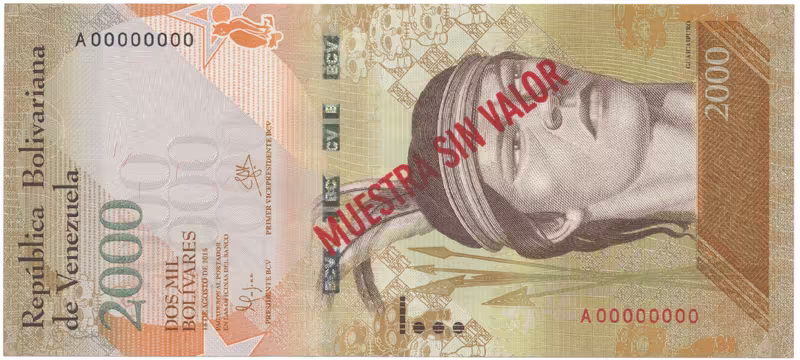 Venezuela, 2000 Bolivares 2016, anulát - MUESTRA SIN VALOR, P.96as