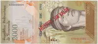 Venezuela, 2000 Bolivares 2016, anulát - MUESTRA SIN VALOR, P.96as