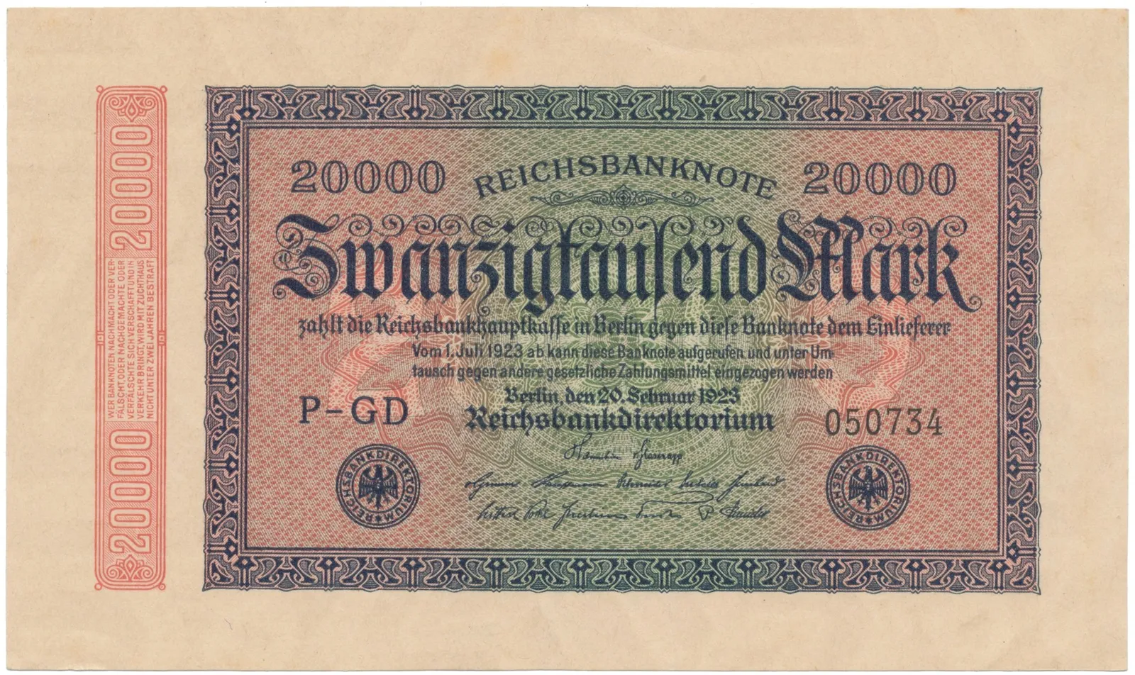 Německo, 20000 Mark 1923, Ro.84e