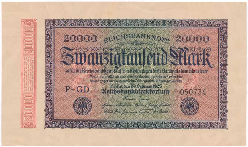 Německo, 20000 Mark 1923, Ro.84e