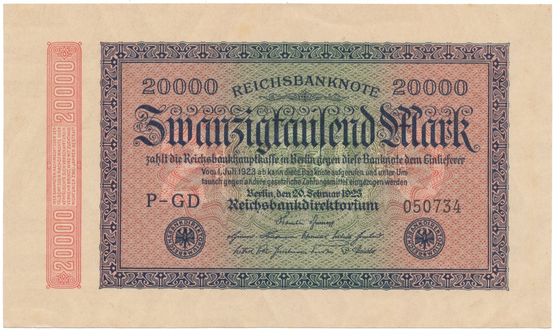 Německo, 20000 Mark 1923, Ro.84e