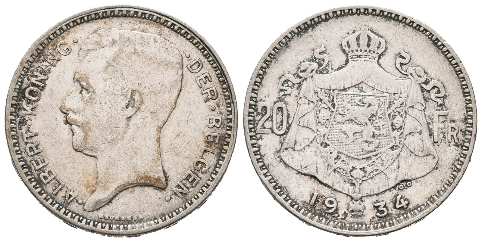 Belgie, 20 Frank 1934