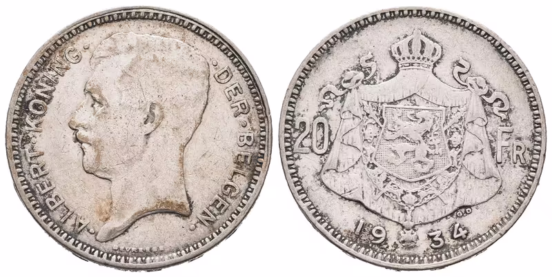 Belgie, 20 Frank 1934