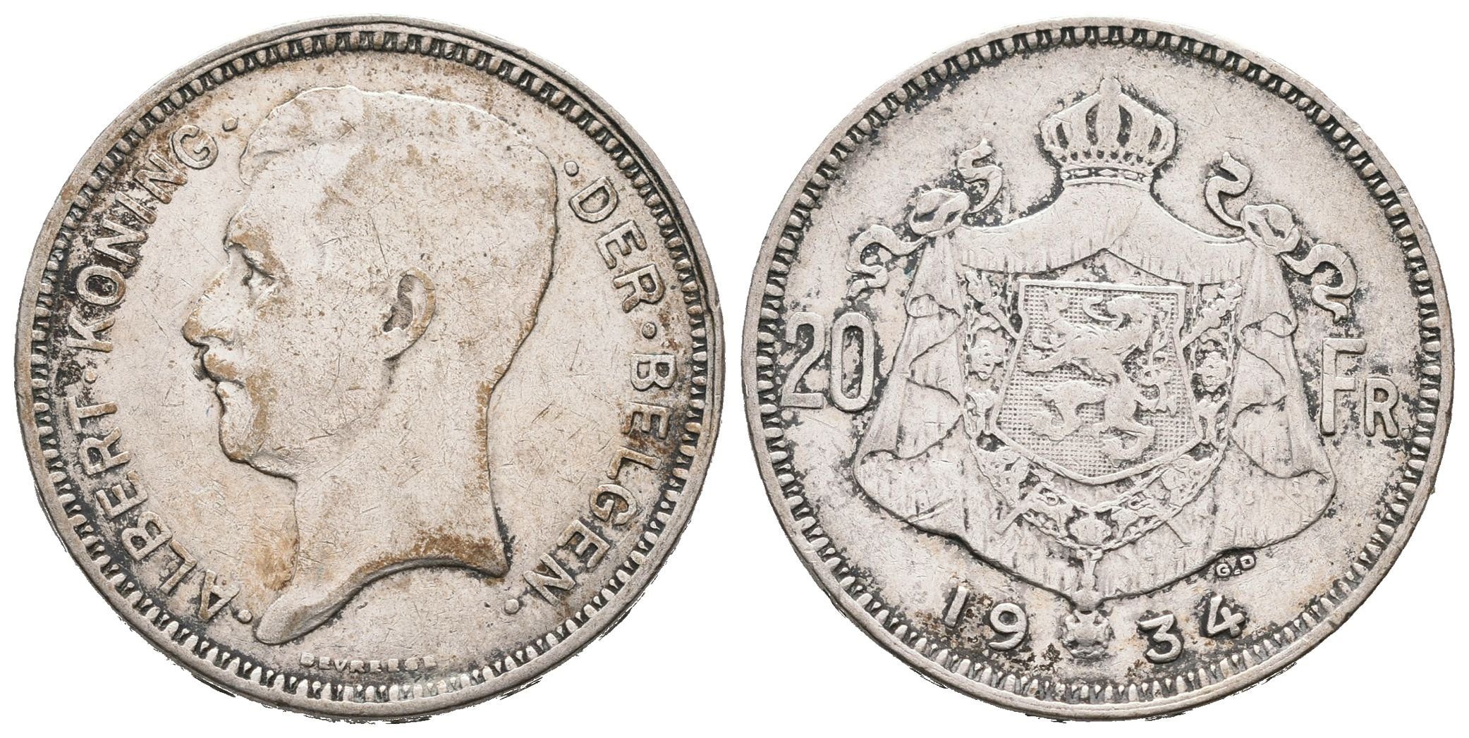 Belgie, 20 Frank 1934