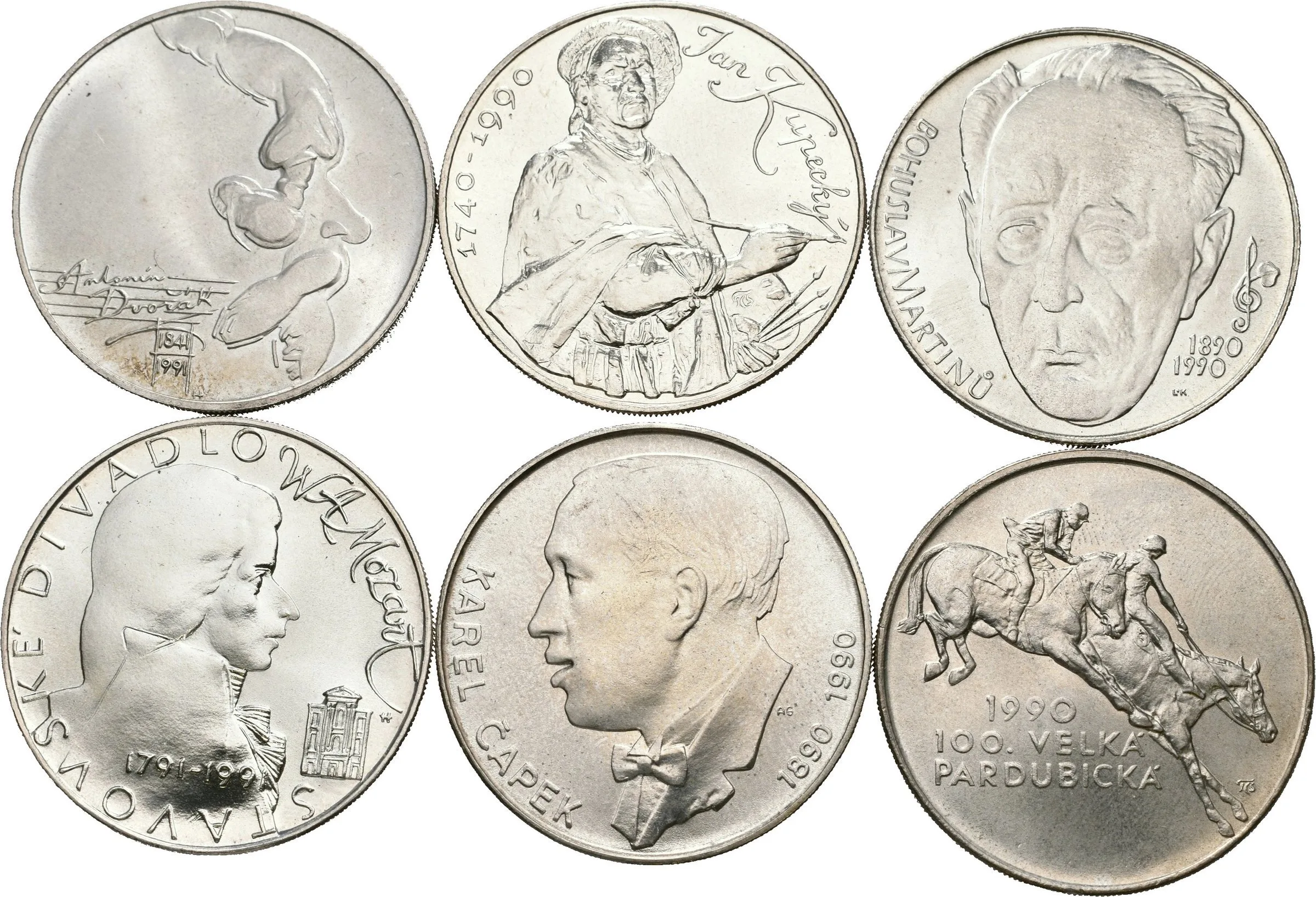 Soubor mincí 100 Kčs - 1990 - Bohuslav Martinů, Kupecký, Pardubická — 1