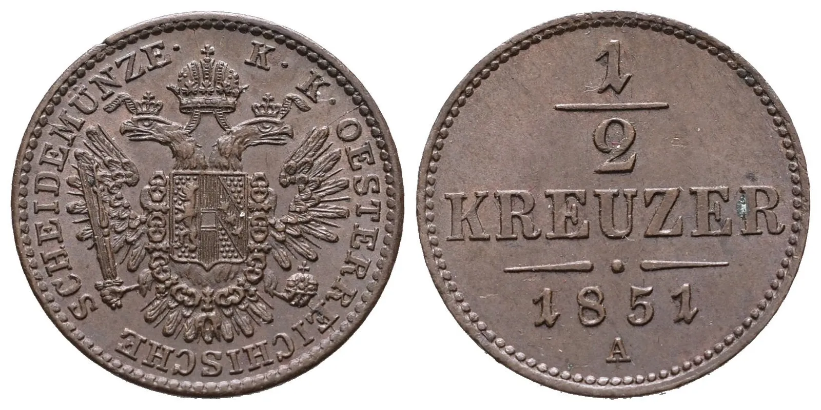 1/2 Krejcar 1851 A