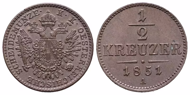 1/2 Krejcar 1851 A