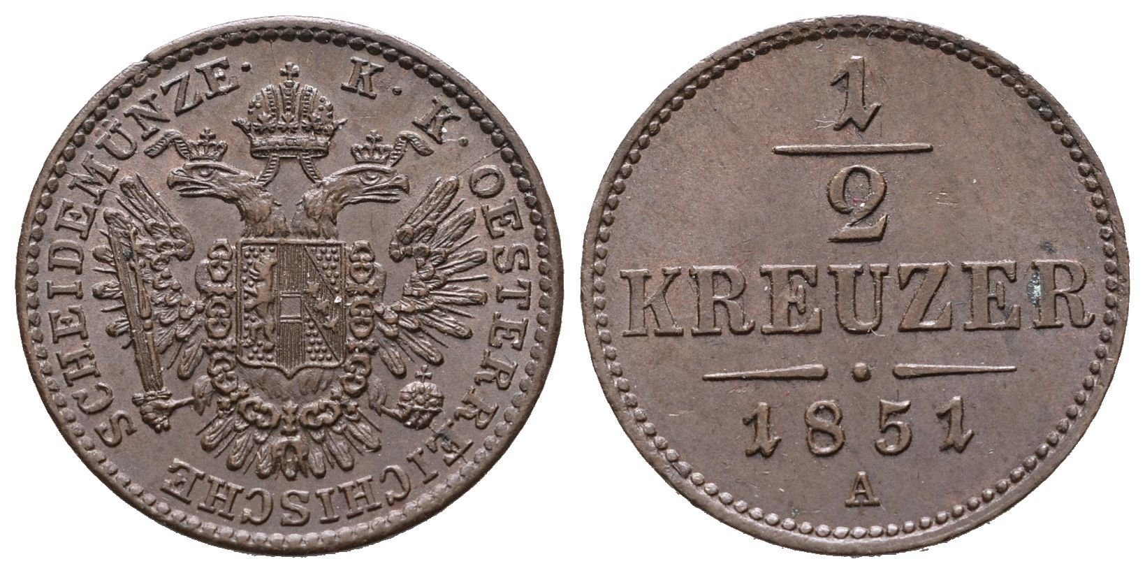 1/2 Krejcar 1851 A