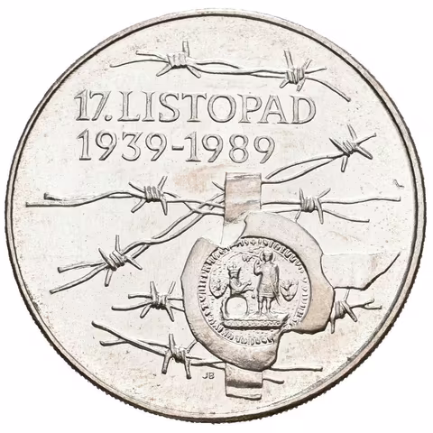 100 Kčs 1989 - 17. listopad 1939, ražební lesk, patina