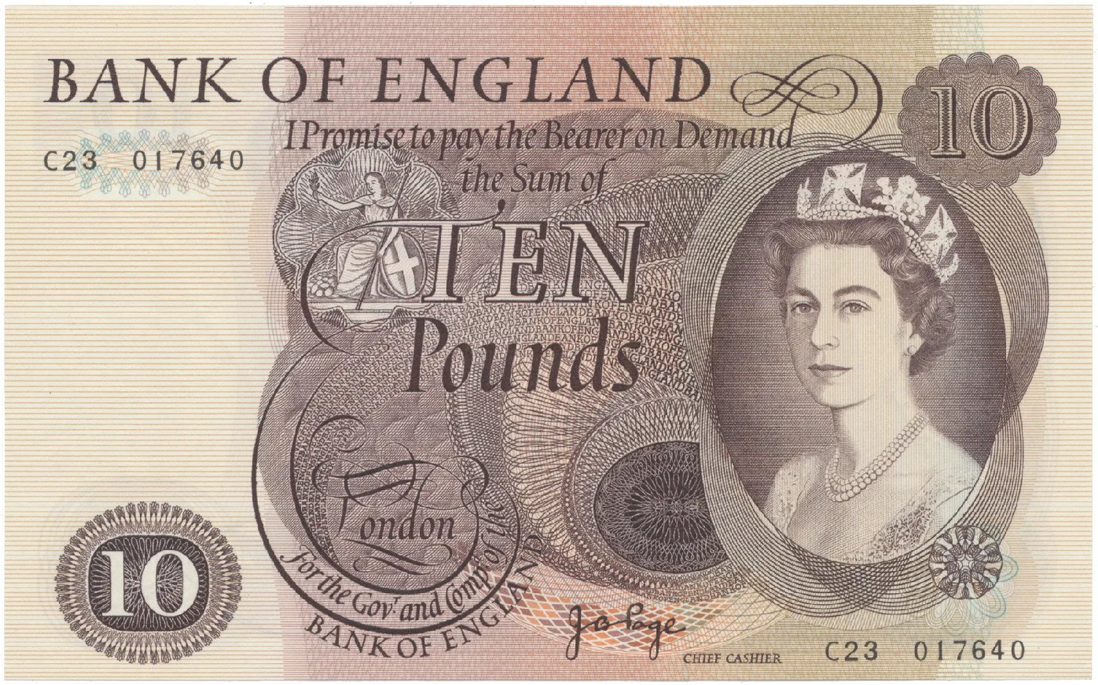 Velká Británie, 10 Pounds (1970~1975), Page, P.376c