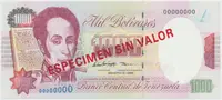Venezuela, 1000 Bolivares 1998, anulát - ESPECIMEN SIN VALOR, P.76ds