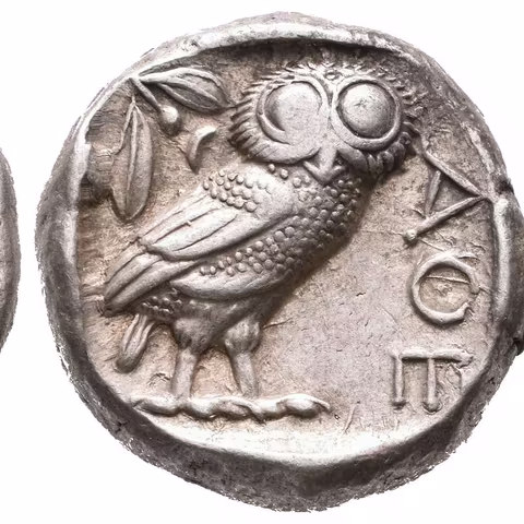 Tetradrachma, 479 - 404 př. Kr., Hlava Athény zprava / Sova stojící zprava,