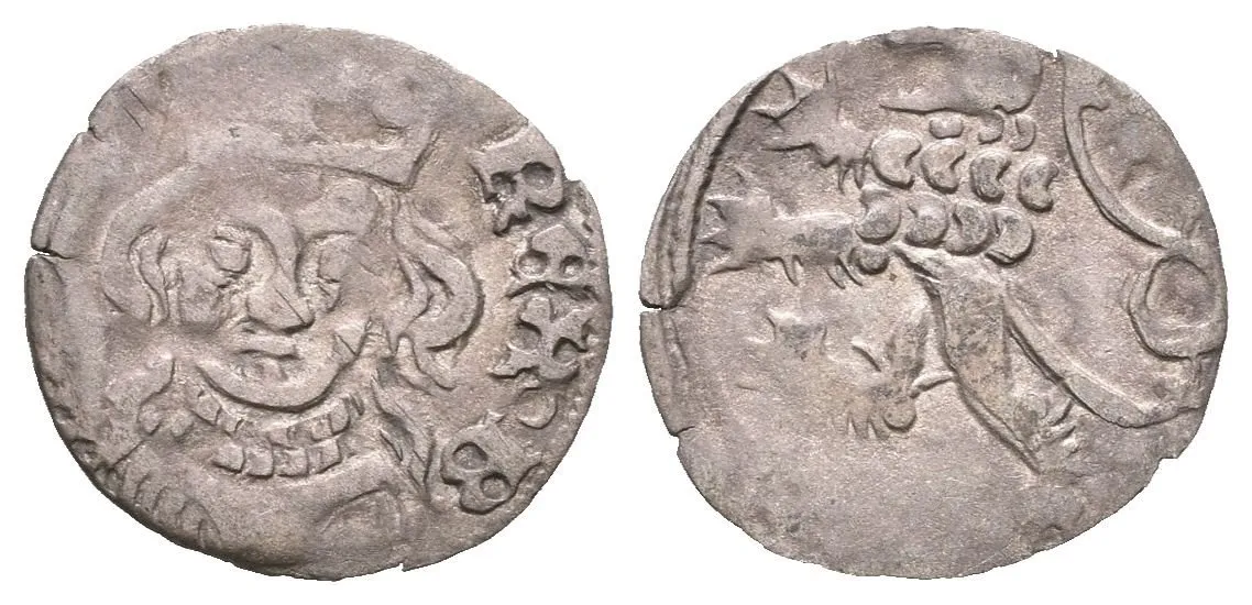 Peníz (1383 - 1384), bez vnitřního perlovce, Sm. - , Ch.134, Cast.33, — 1