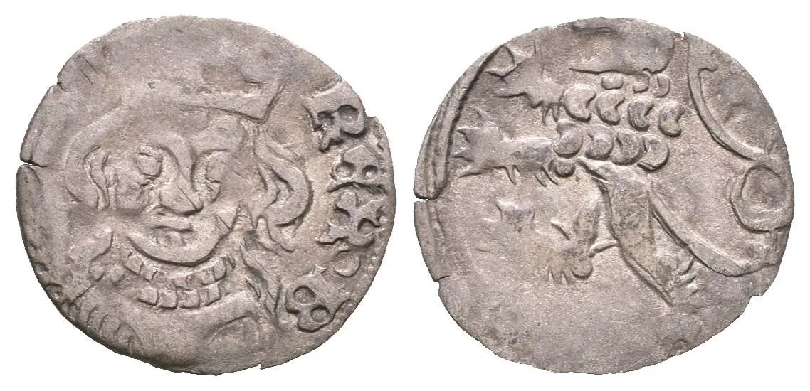 Peníz (1383 - 1384), bez vnitřního perlovce, Sm. - , Ch.134, Cast.33, — 1
