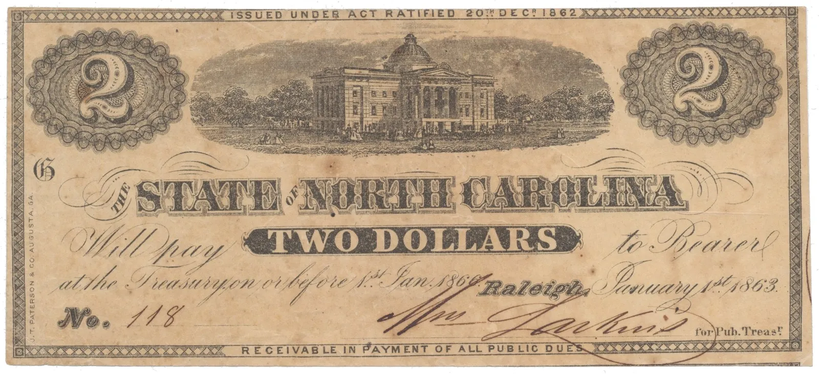 USA - N. Carolina, 2 Dollar 1863