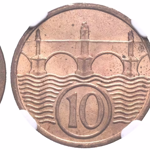 10 Haléř 1935, etue NGC, hodnocení MS 64 RD, luxusní zachovalost_R!