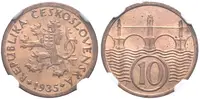 10 Haléř 1935, etue NGC, hodnocení MS 64 RD, luxusní zachovalost_R! — 1
