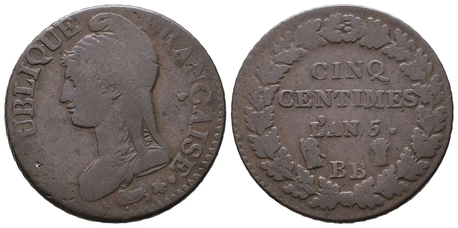 Francie Republika, 5 Centime rok 5 (1796-1797) BB
