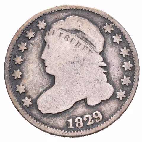 Dime 1829, KM.48, tmavá patina, špatná zachovalost